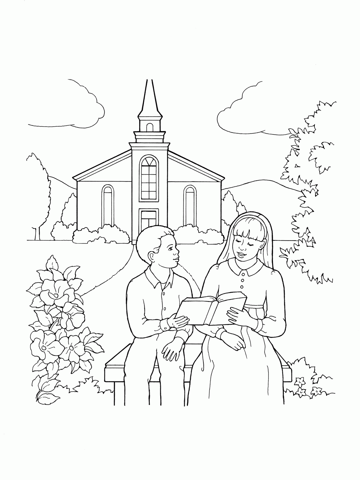 Coloring Pages Of Families Going To Church   Coloring Home