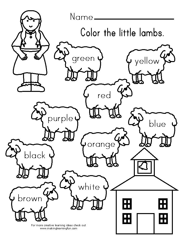 Mary Had A Little Lamb Coloring Pages - HiColoringPages
