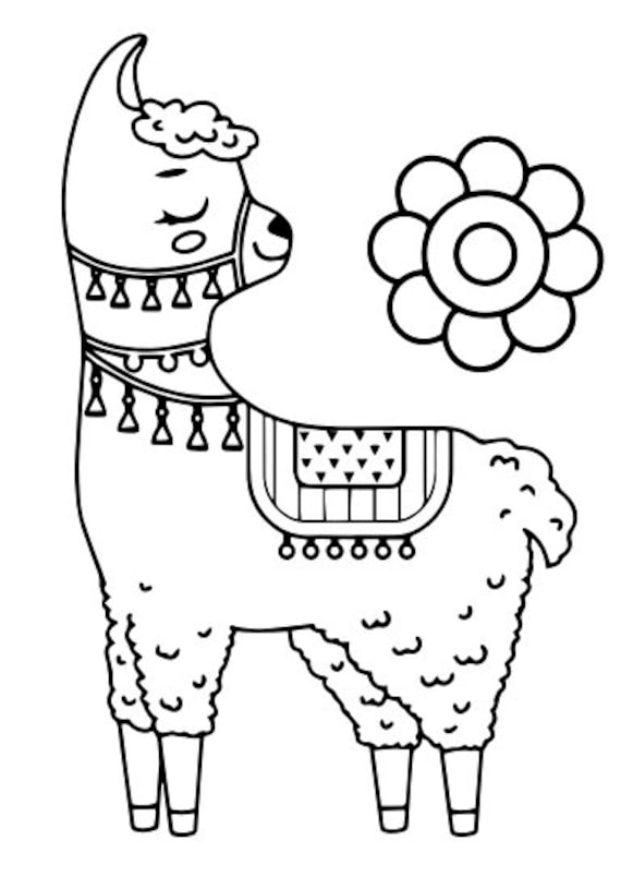 20 Llama Coloring Pages - Etsy