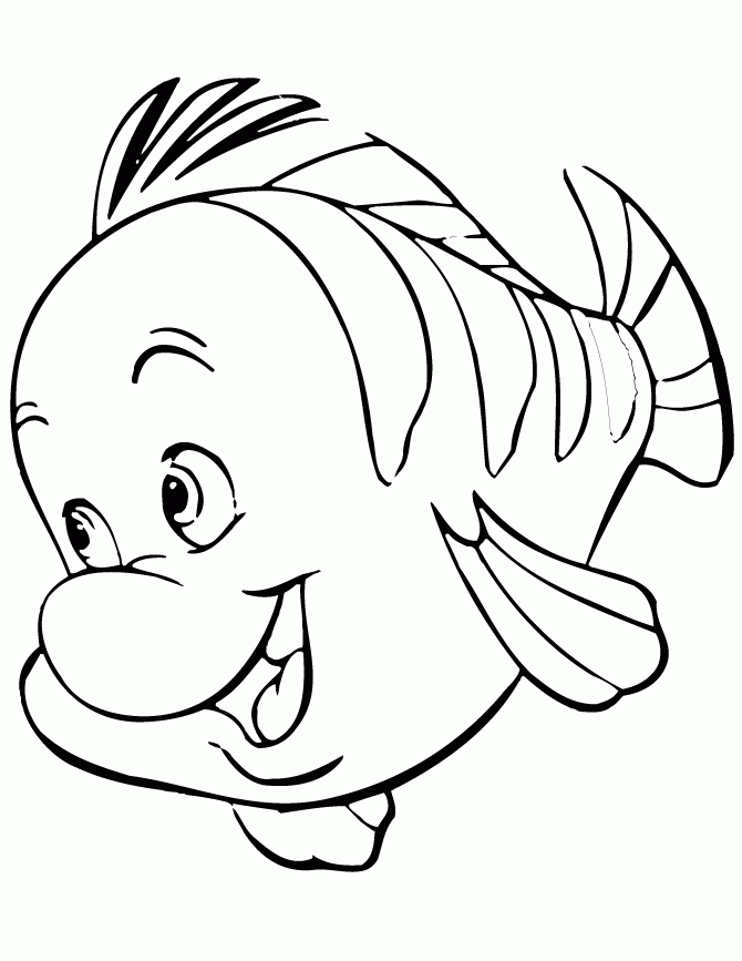 Flounder Little Mermaid Coloring Pages, Flounder From Little ...