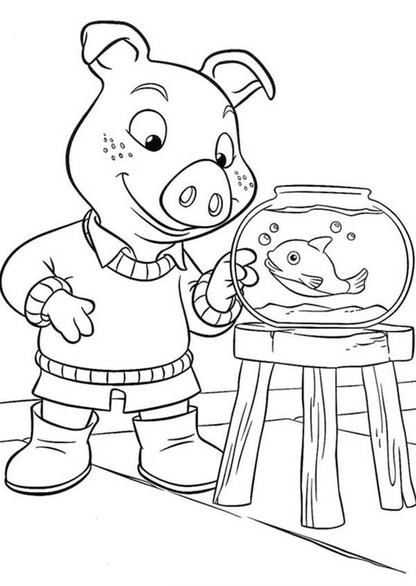 Jakers Piggley Looking at Fish in Piggly Wiggly Coloring Pages ...