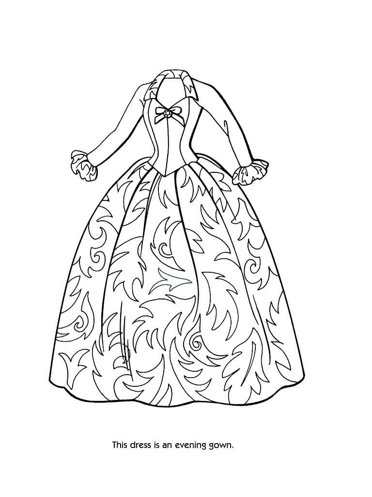 Fashion Dress Coloring Page - Free Printable Coloring Pages for Kids