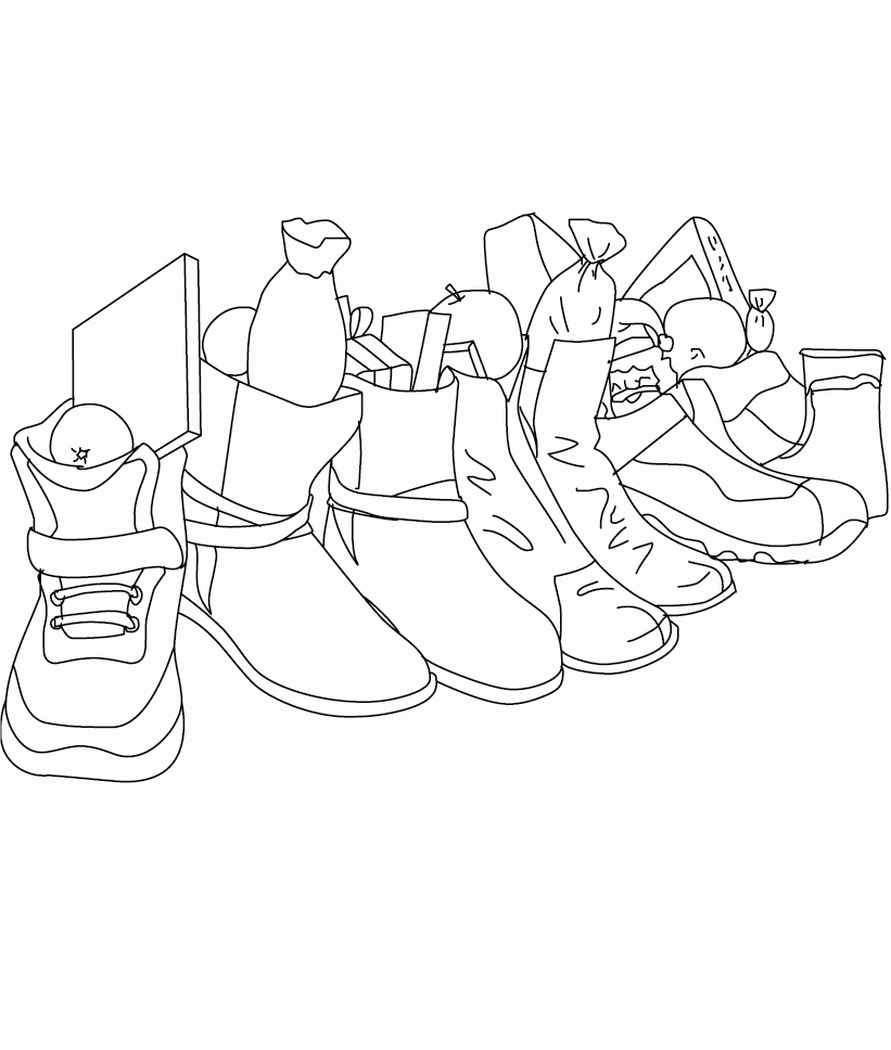 Christmas Gifts In The Shoes Coloring Coloring Pages For Kids #buQ ...