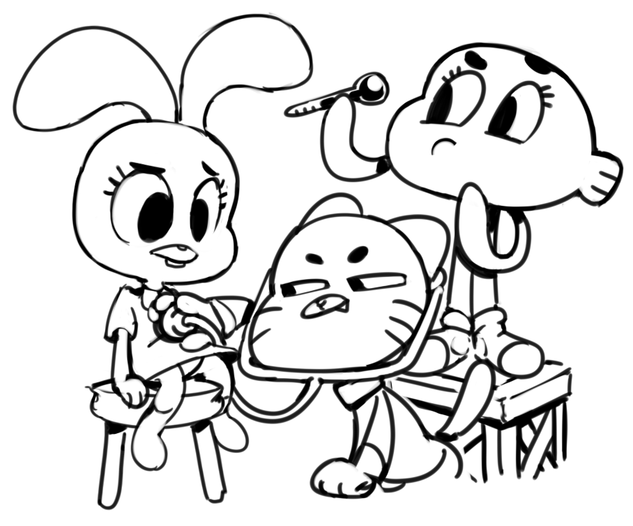 Gumball and Darwin Play doctor coloring page | Coloring pages ...