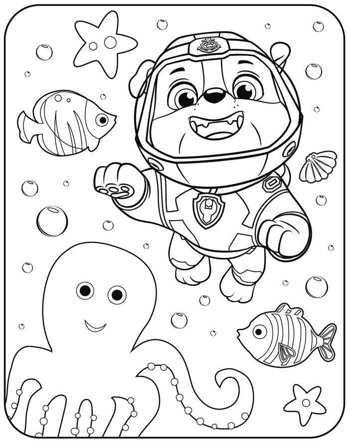 Cute Rubble Paw Patrol Coloring Page