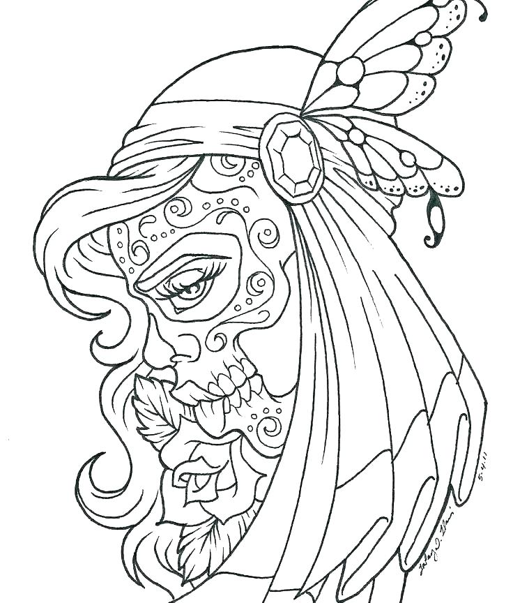Tattoo Coloring Pages To Print Girl Skull Page Printable ...