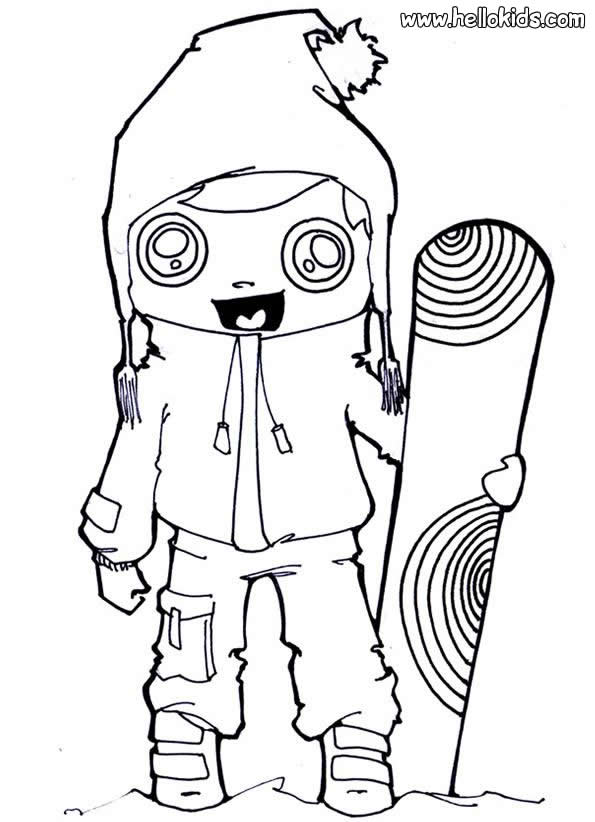 Snowboarding girl coloring pages - Hellokids.com