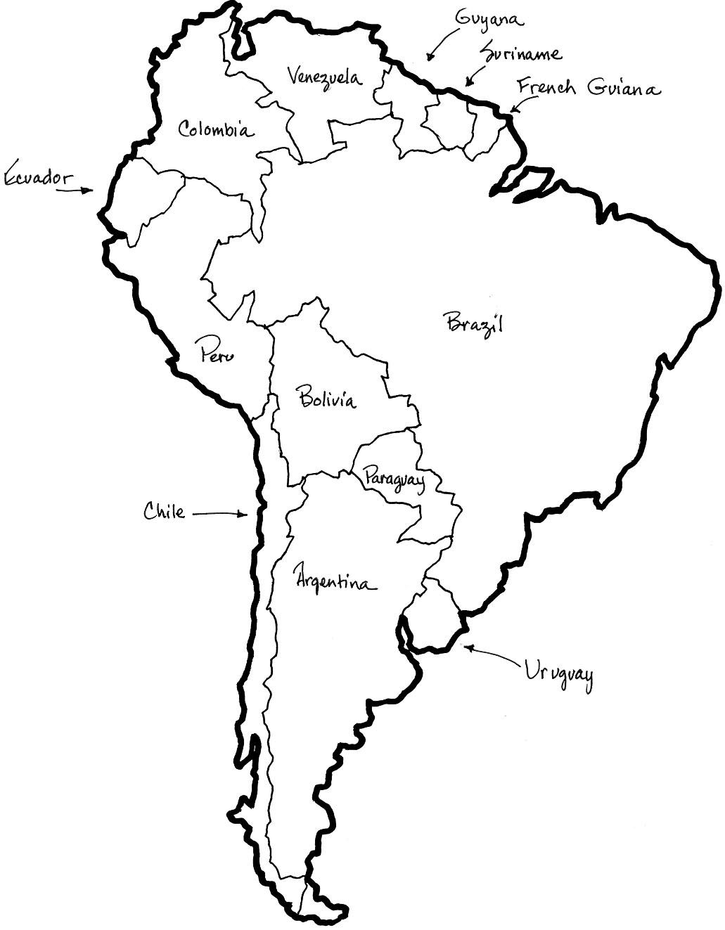 south and central america coloring pages