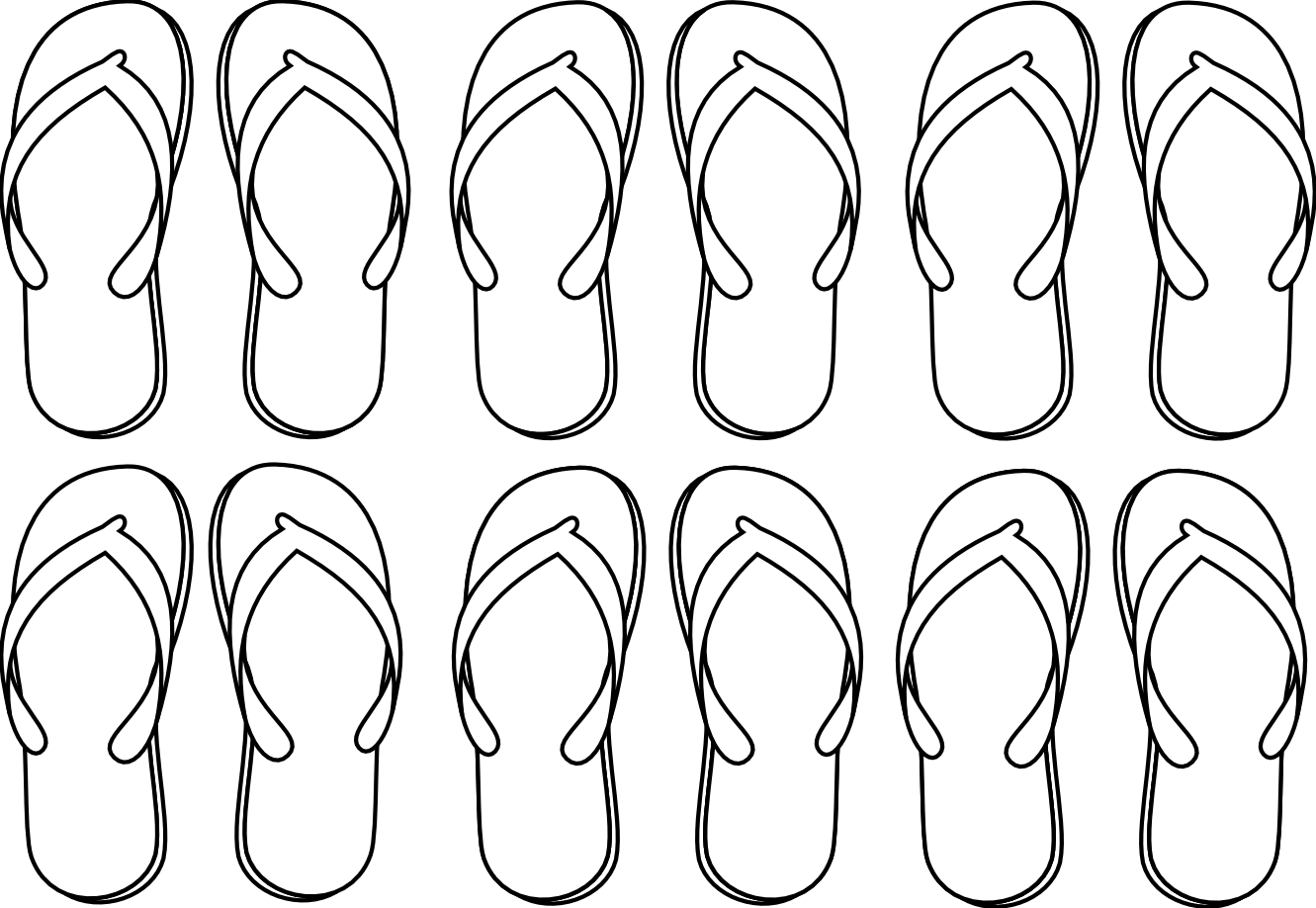 Flip Flops - Coloring Pages for Kids and for Adults