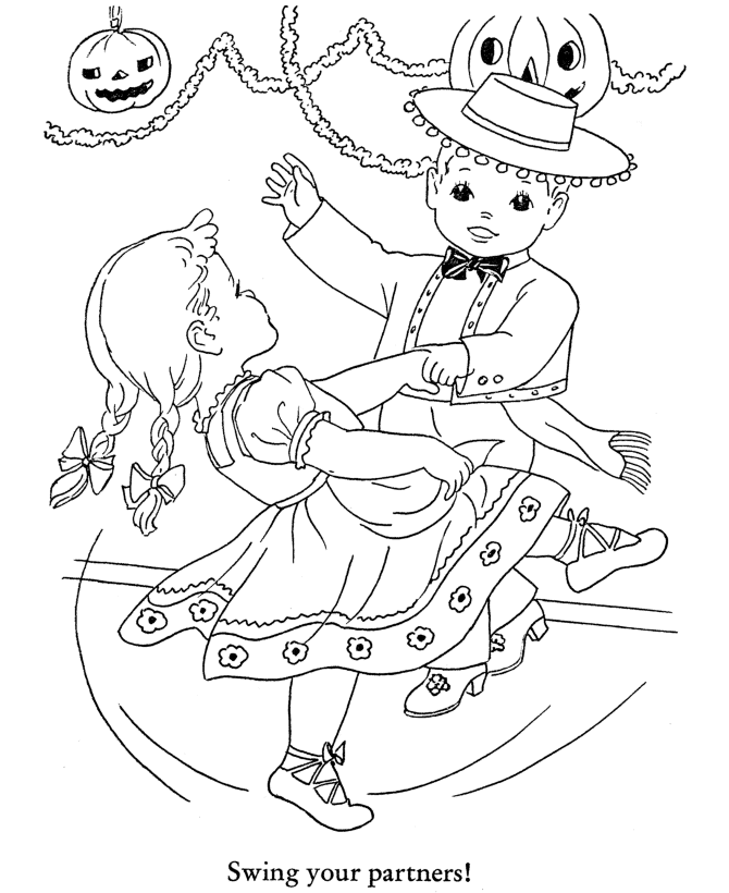 Halloween Party Coloring Page Sheets - Halloween Party Dance ...