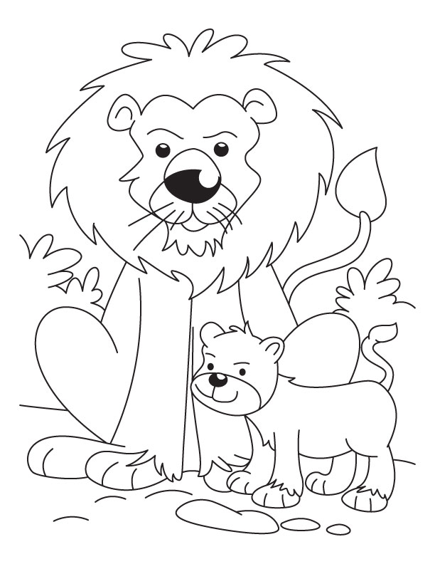 Lion with a cub coloring pages | Download Free Lion with a cub coloring  pages for kids | Best Coloring Pages