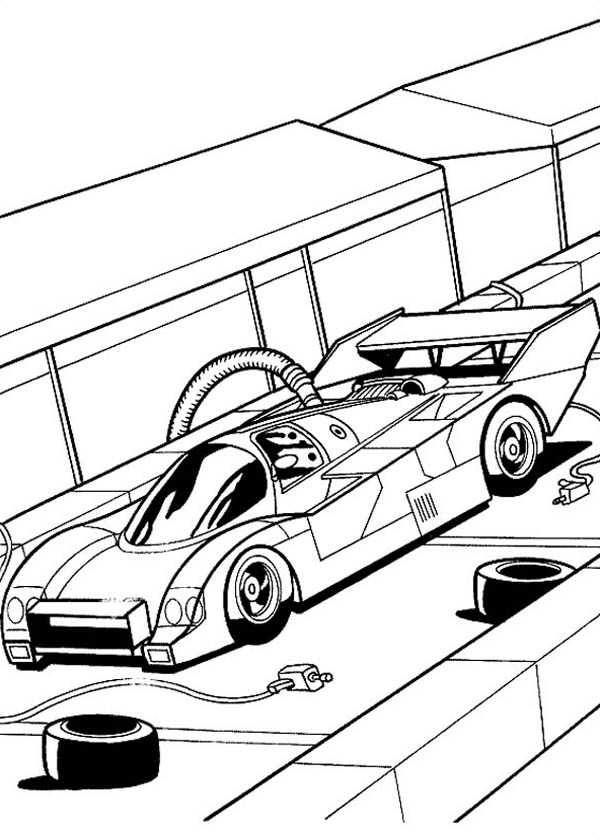 Hot Wheels Fast Car Garage Coloring Page