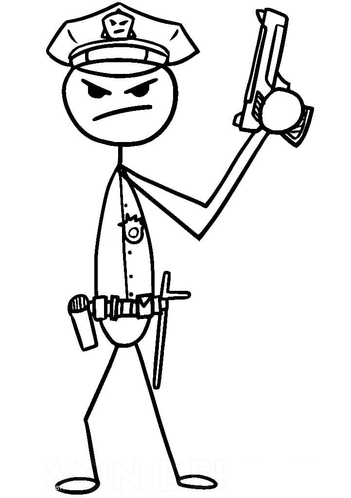 Police Stickmen Coloring Page - Free Printable Coloring Pages for Kids
