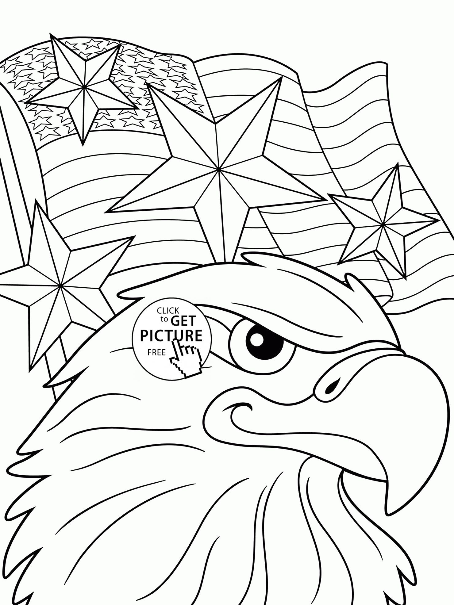 Eagle and Independence Day of America coloring page for kids ...