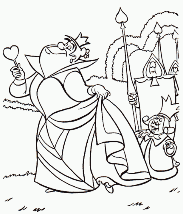 queen and king of hearts line drawing | Disney coloring pages ...
