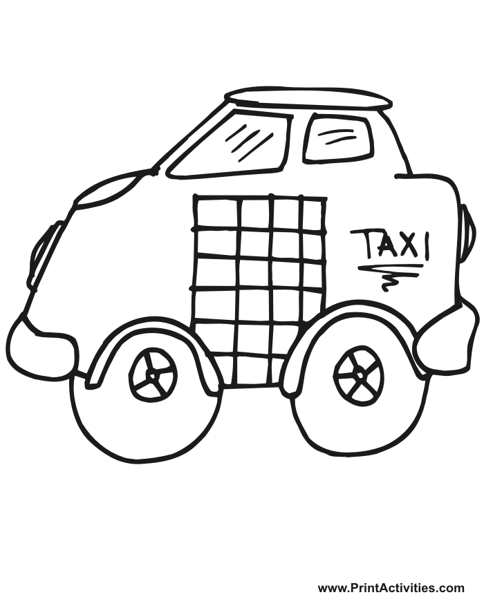 Taxi Coloring Page | Cartoonish cab