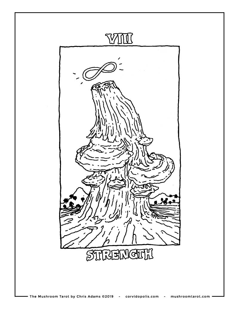 Strength Coloring Page – The Mushroom Tarot
