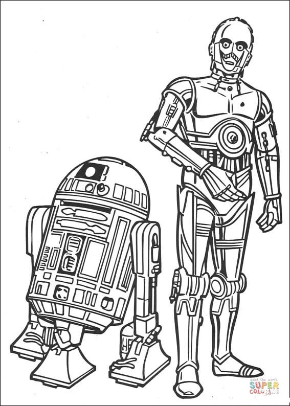 r2d2 and c3po coloring page | Free Printable Coloring Pages