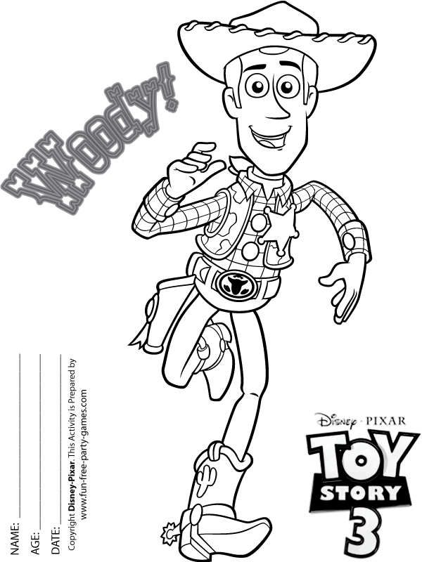 Printable Toy Story 3 Coloring Pages Woody 2