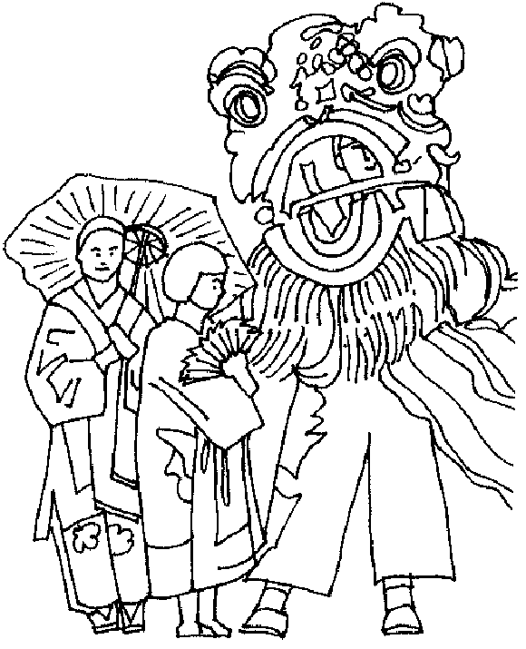 Chinese Lion Dance Coloring Page