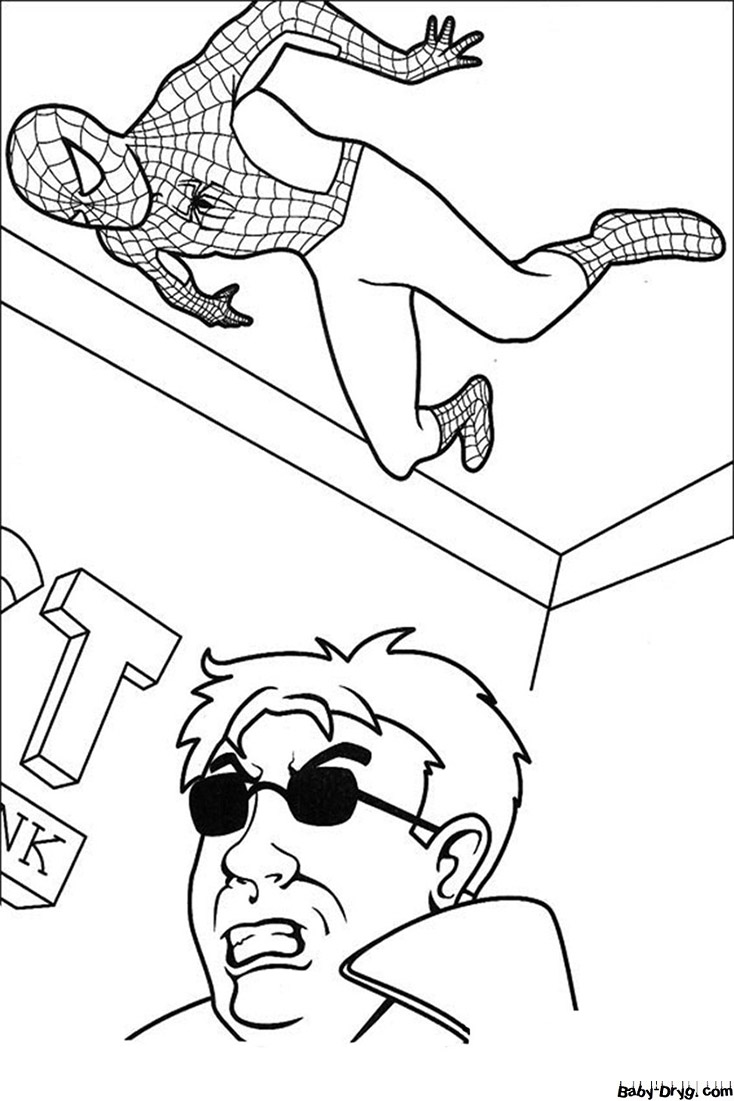 Coloring page Spider-Man and Dr. Octopus | Coloring Spider-Man