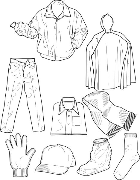 printable clothes templates | Clothing Outline Socks Pants Jackets clip art  - vector clip ar… | Coloring pages winter, Coloring pages to print, Free coloring  pages