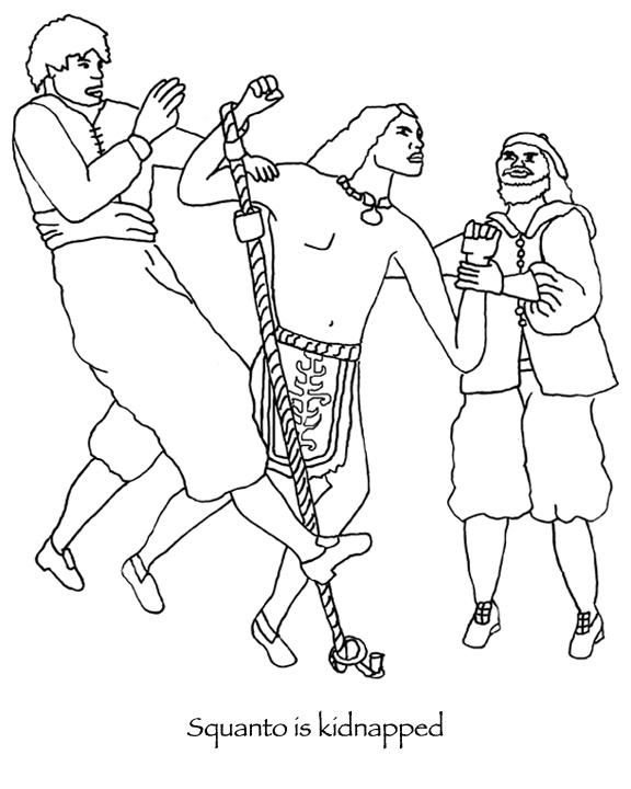 Squanto is kidnapped - Squanto Thanksgiving coloring book