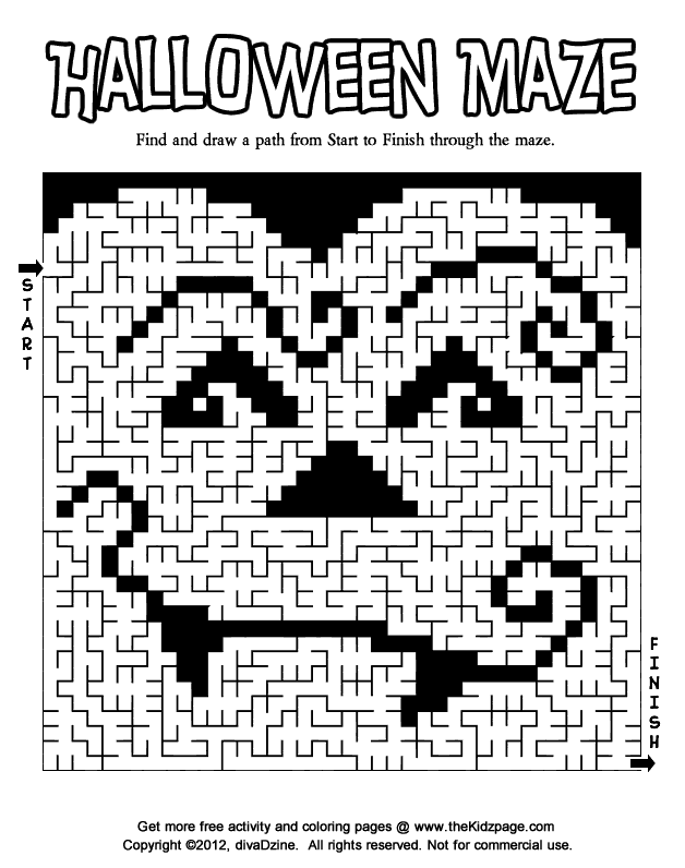 Halloween Maze - Printable Colouring Sheet