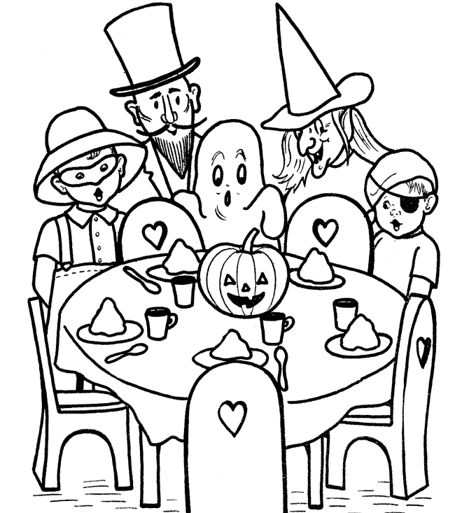 Costume Halloween Coloring Pages : Kids Costume And Candy ...