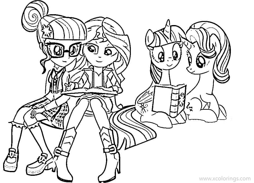 Equestria Girls Coloring Pages Sunset Shimmer and Twilight Sparkle -  XColorings.com