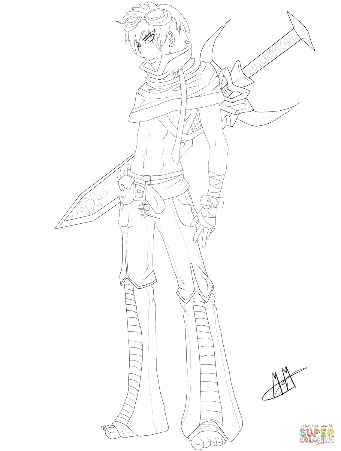 Gaia Anime Boy Character coloring page | Free Printable Coloring Pages