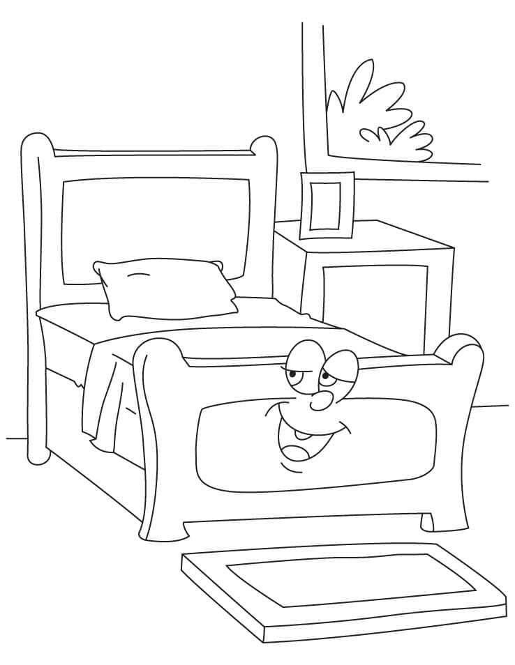 Cartoon Bed Coloring Page - Free Printable Coloring Pages for Kids