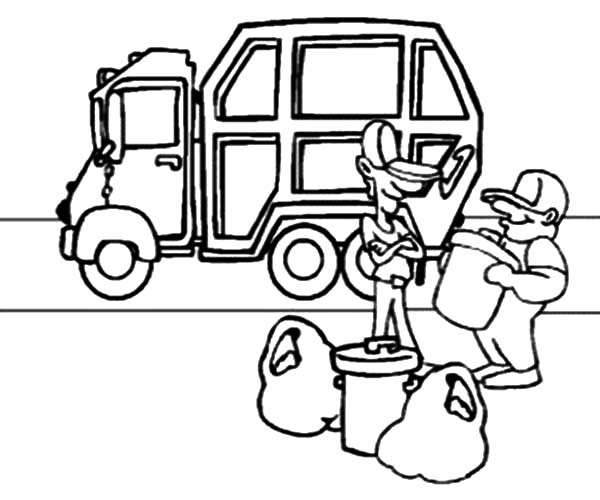 Garbage Man Collecting Garbage To Truck Coloring Pages - Download & Print  Online Coloring Pages for F… | Truck coloring pages, Online coloring pages, Coloring  pages