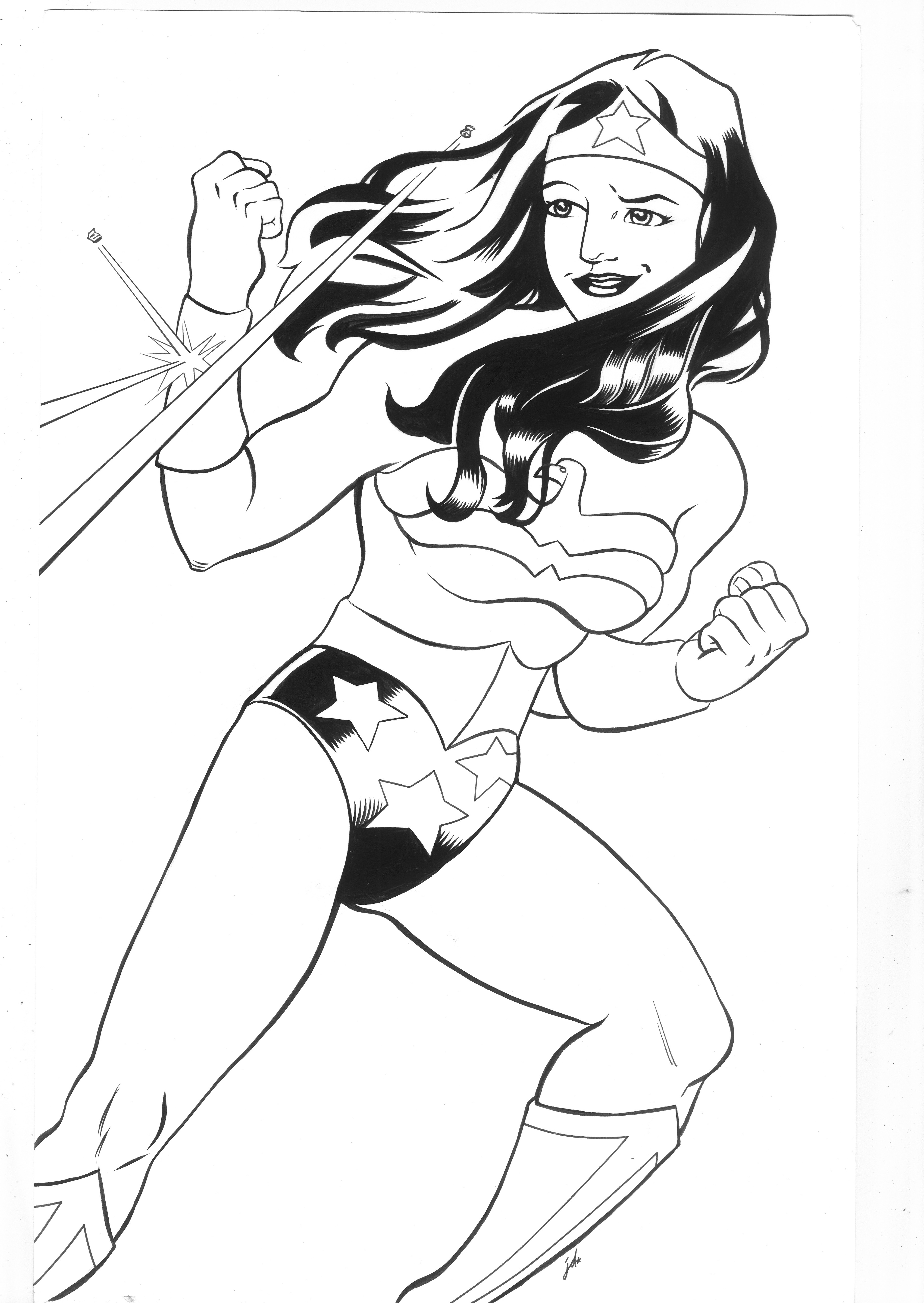 Wonder woman action clipart drawing black - ClipartFest