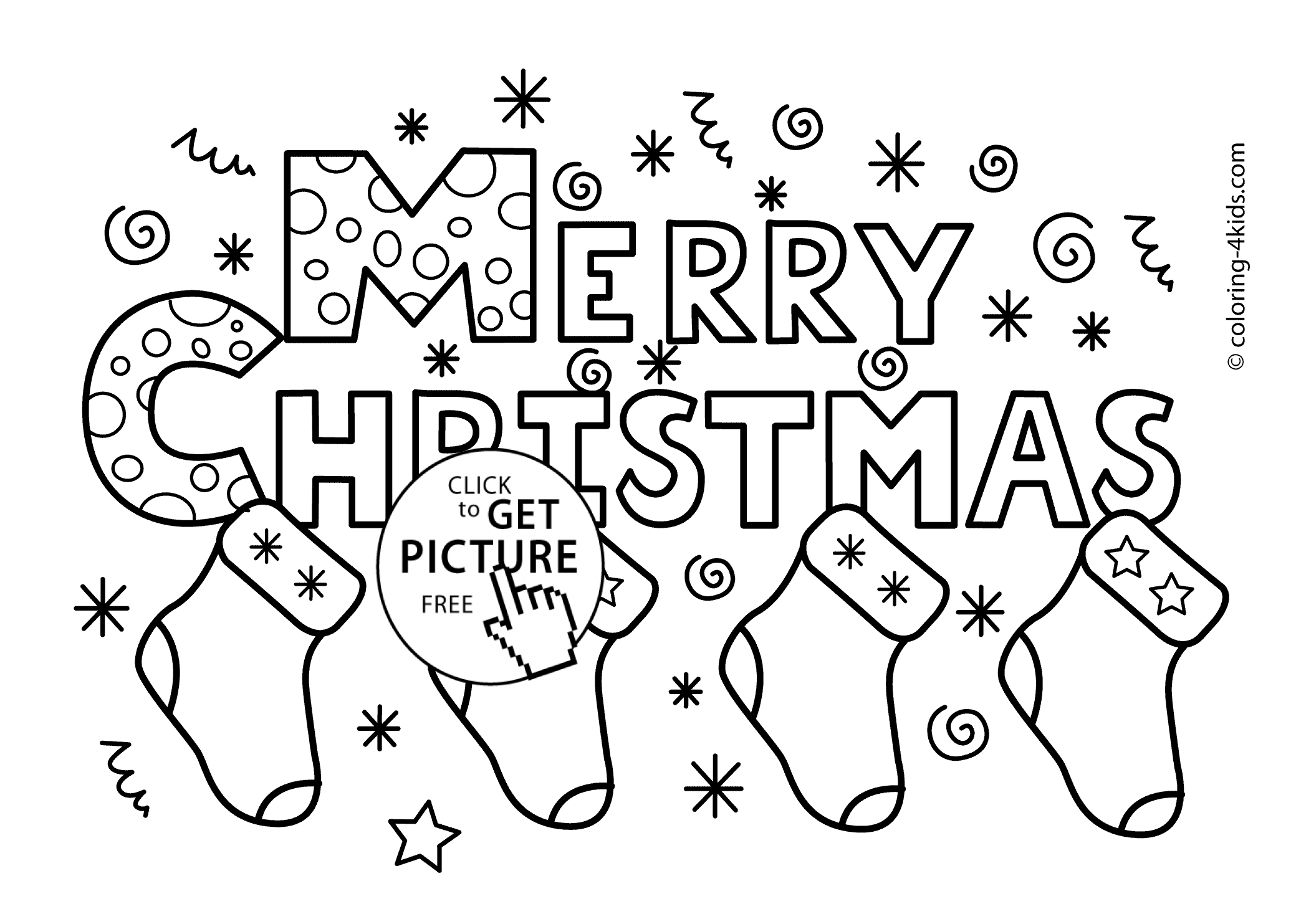 Merry Christmas Socks Coloring Pages For Kids, Printable - Coloring
