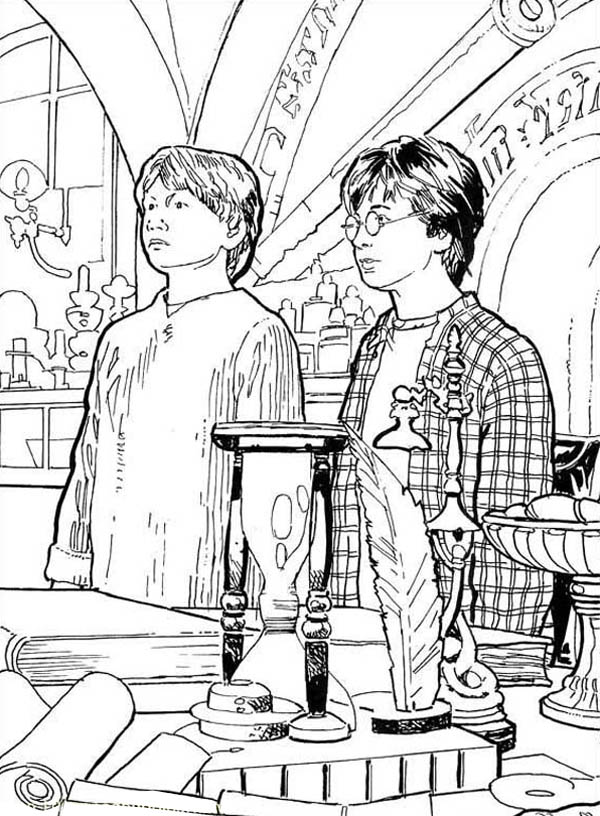 Harry Potter and Ron Weasley Got Detention Coloring Page - NetArt