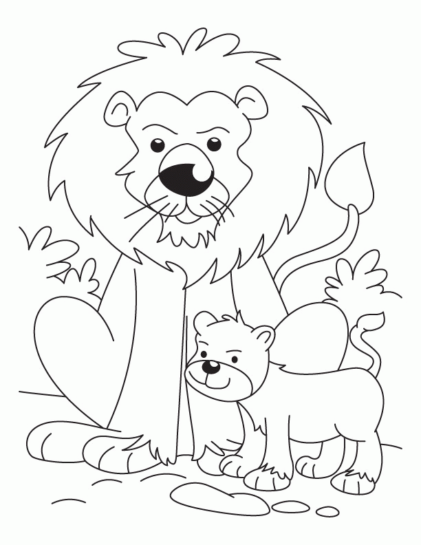 lion and cub clipart black and white - Clip Art Library