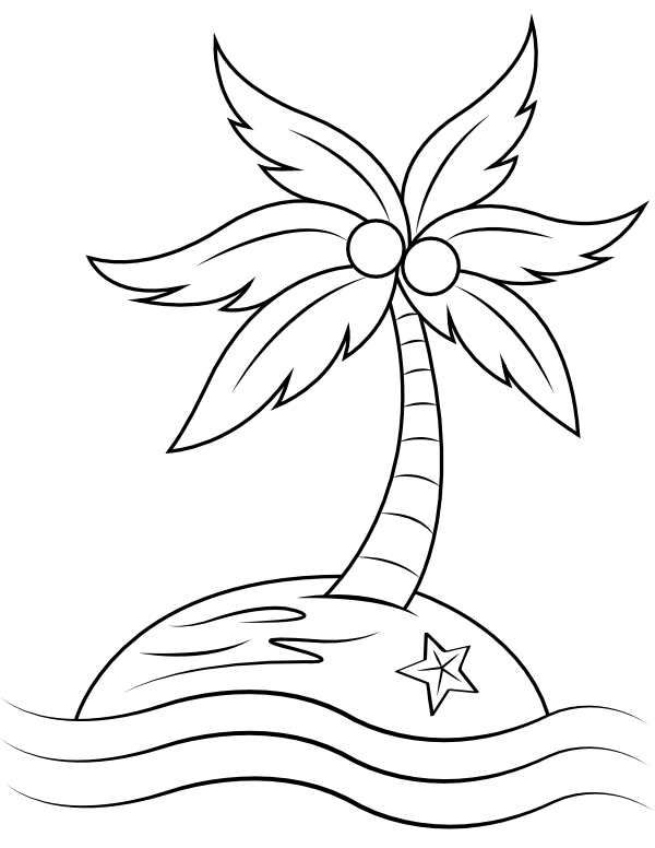 Printable Deserted Island Coloring Page