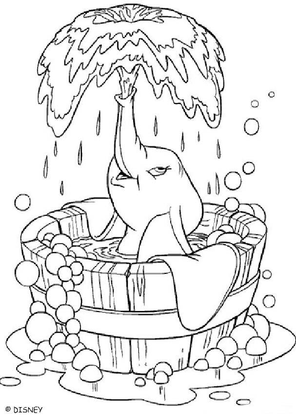 Dumbo coloring pages - Dumbo's bath