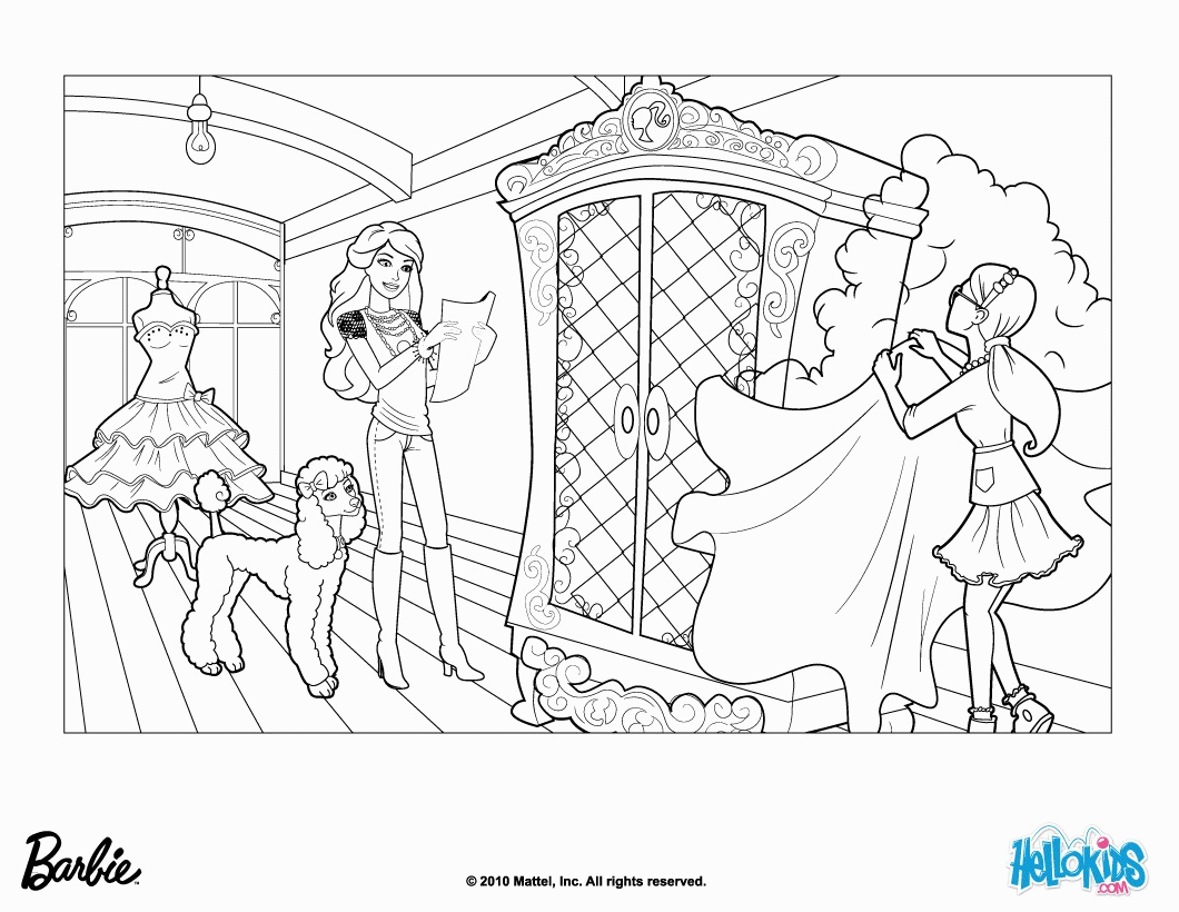 Barbie A FASHION FAIRYTALE coloring pages - Millicent magical wardrobe
