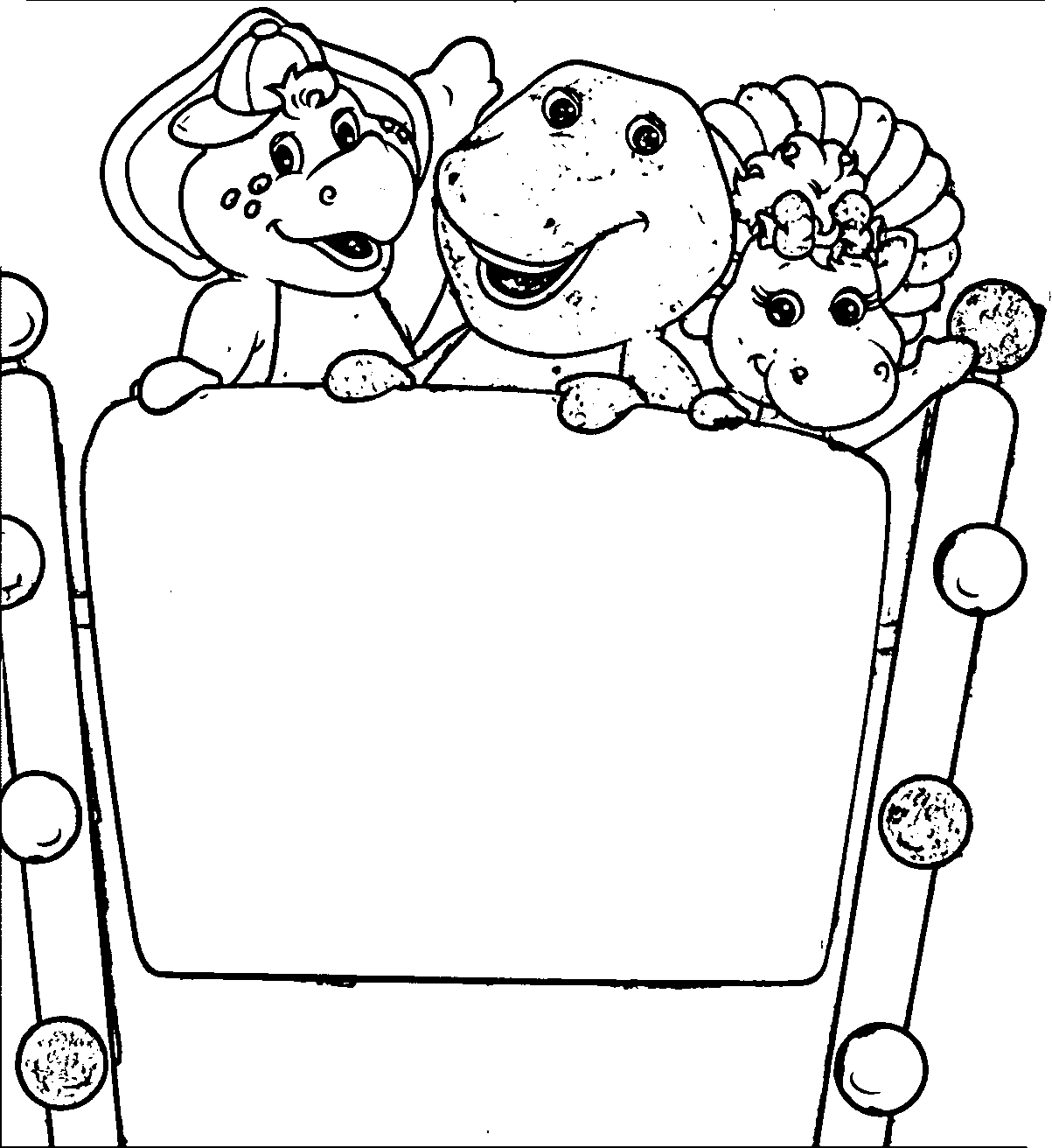 Barney Bj And Baby Bop At The Ferris Wheel Coloring Page ...