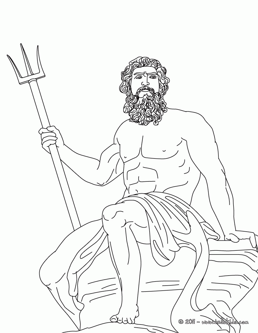 GREEK GODS coloring pages - POSEIDON the Greek god of the sea