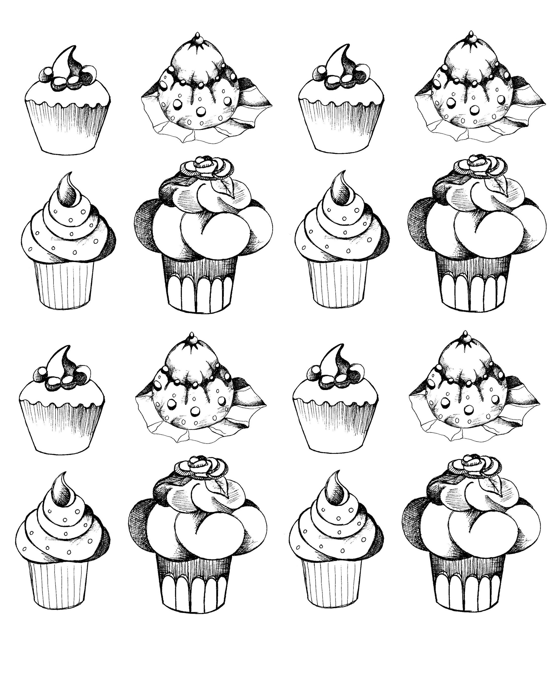 Cup Cake - Coloring Pages for adults : coloring-adult-cupcakes ...