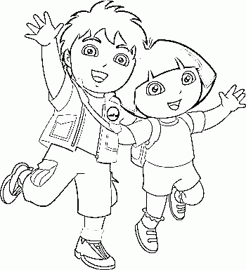 Diego and Dora coloring page