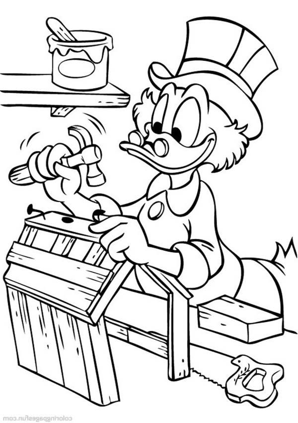 Scrooge Mcduck Make a Bird House Coloring Page: Scrooge Mcduck ...