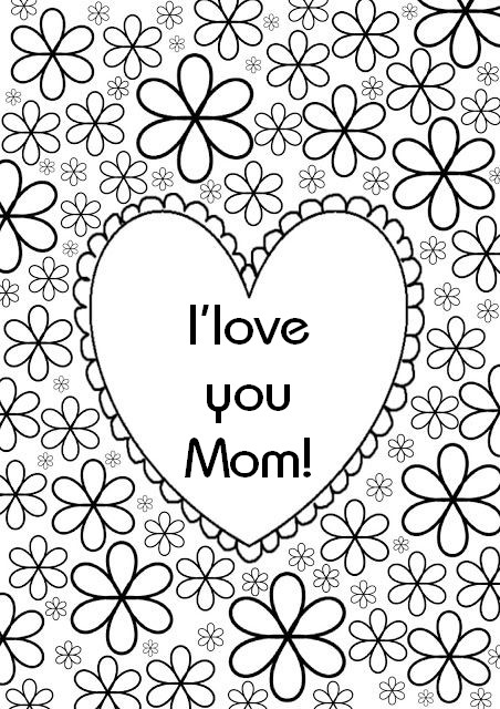 Art Therapy coloring page Mother's day : Heart - I love you mom 6