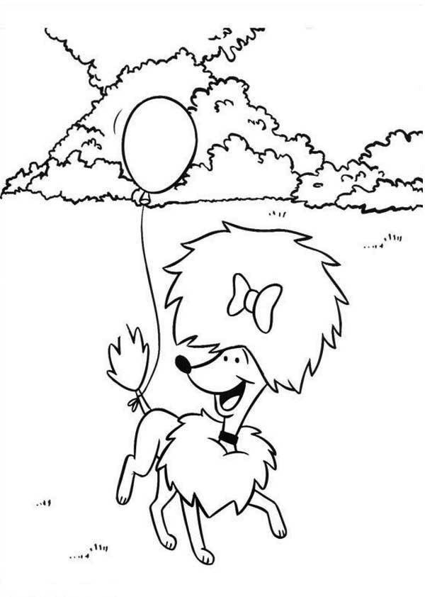 A Lovely Poodle Playing with Baloon Coloring Page - Free ...