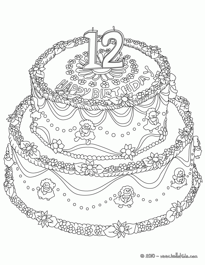 Birthday cake coloring pages - Birthday cake