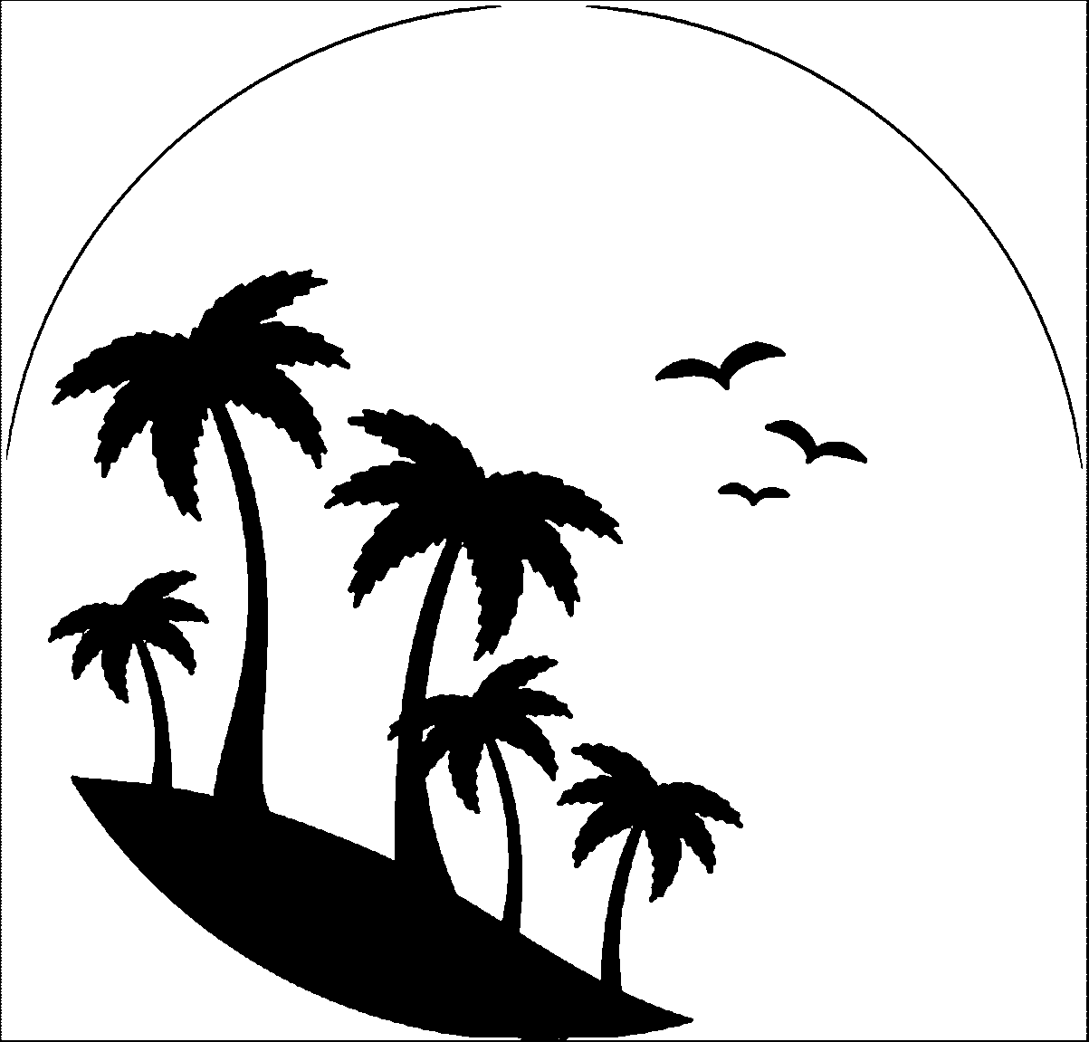 Остров с пальмой силуэт