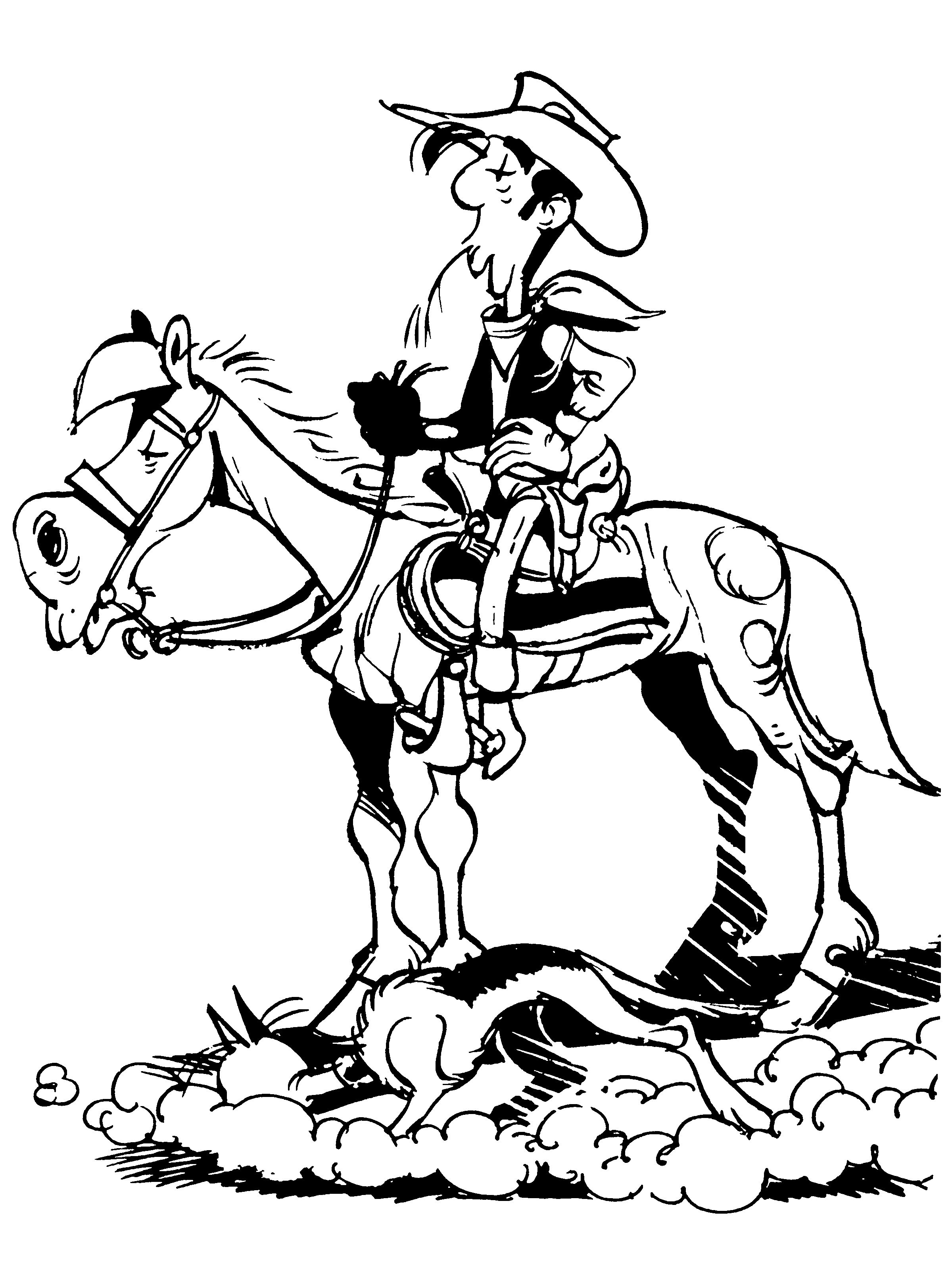 Lucky Luke Sauntering With Horse Coloring Pages For Kids #ghp ...